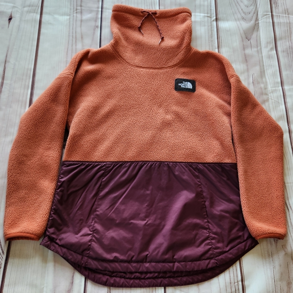 **SOLD** North Face "Riit Pullover" Fleece Sweatshirt Mock Neck Burnt Orange L - Picture 1 of 12